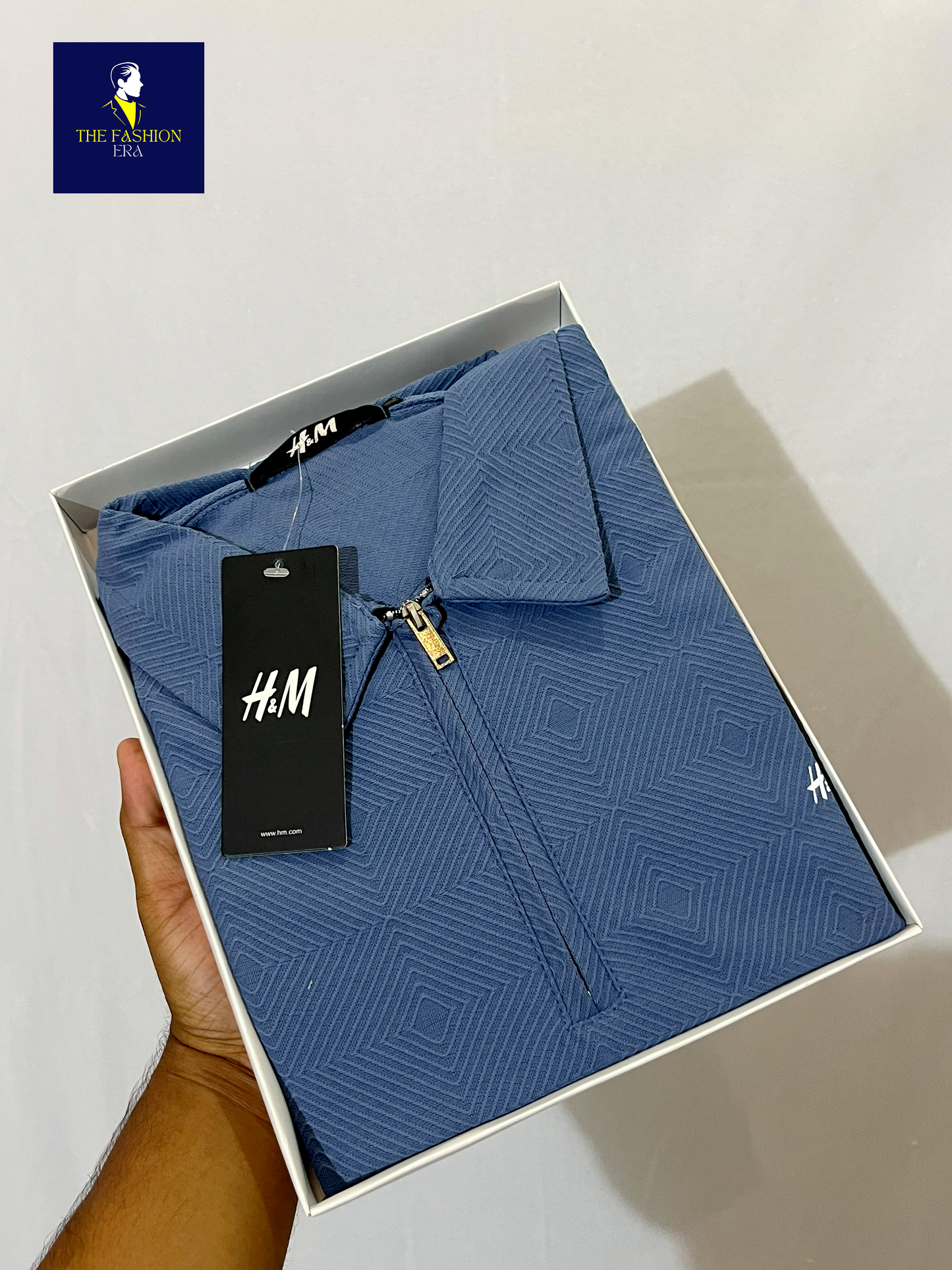 H&M Men's Texture Stylish Half Sleeve Casual T-Shirt – Plain & Trendy