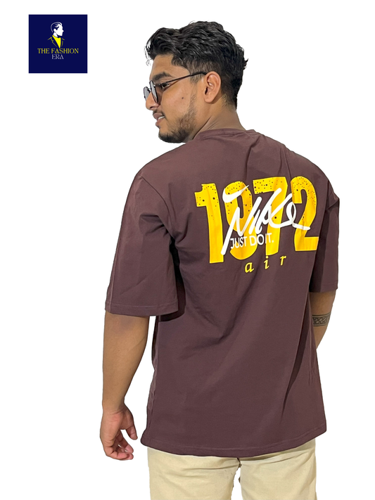 NIKE Men's Cotton Oversized Fit Casual Printed Round Neck, Oversized Longline Drop  T-Shirt for Man