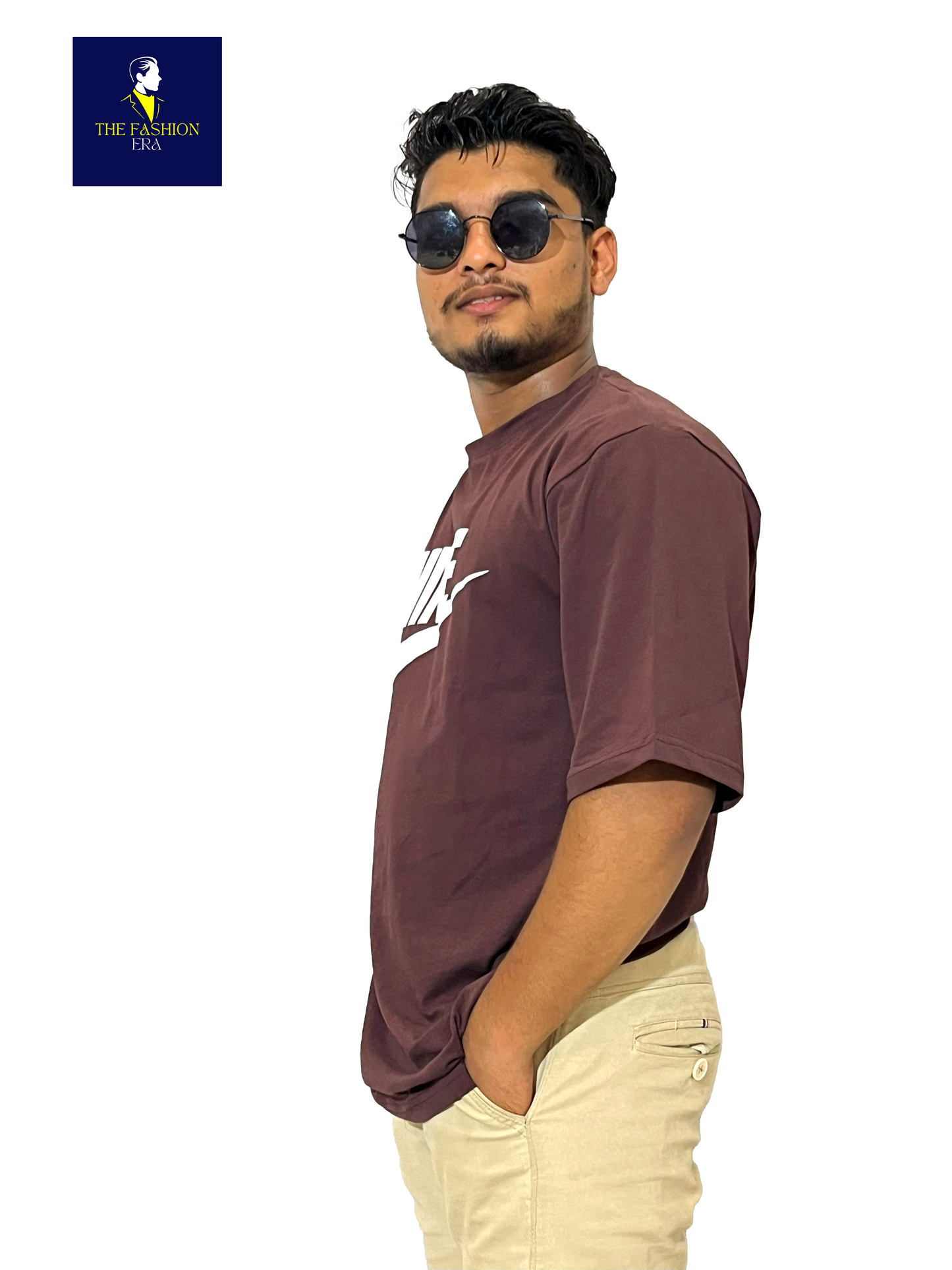 NIKE Men's Cotton Oversized Fit Casual Printed Round Neck, Oversized Longline Drop  T-Shirt for Man