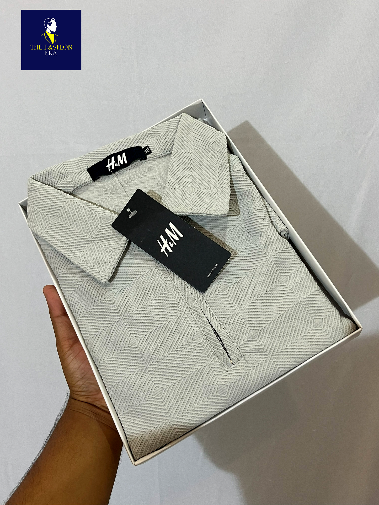 H&M Men's Texture Stylish Half Sleeve Casual T-Shirt – Plain & Trendy