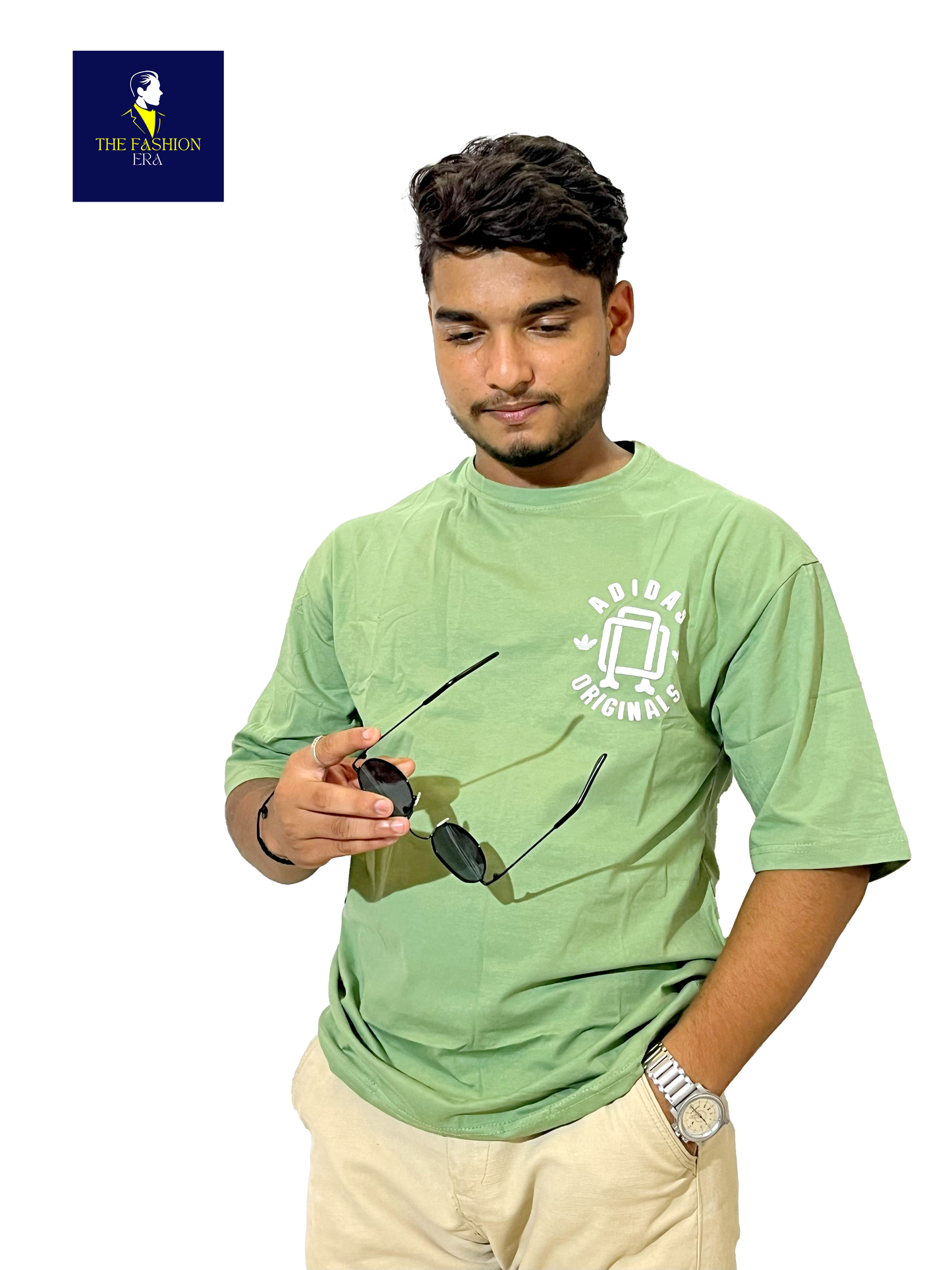 ADIDAS Half Sleeve Oversized Tshirt for Men, Round Neck Cottonblend Drop Shoulder Printed T-Shirt