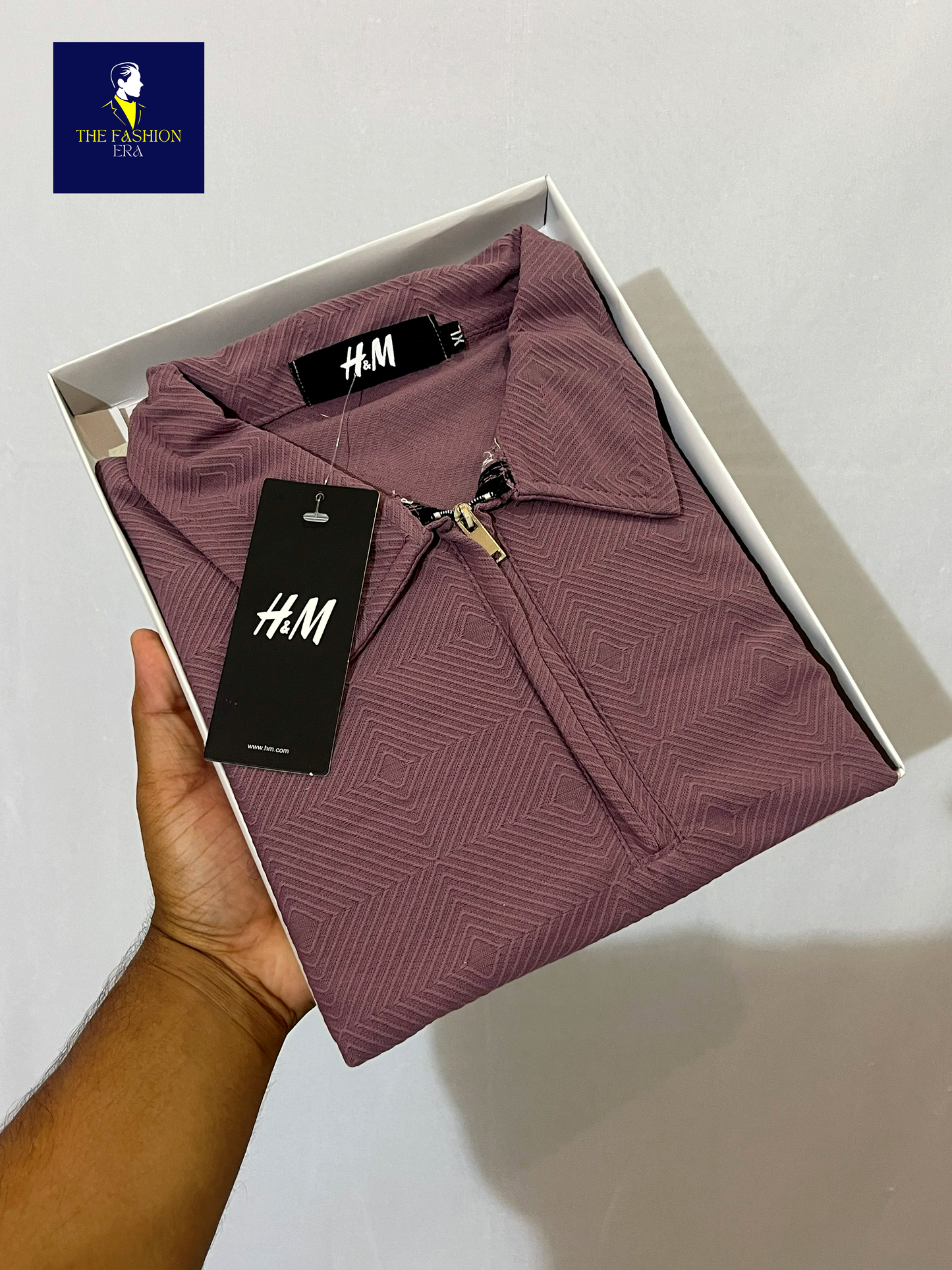 H&M Men's Texture Stylish Half Sleeve Casual T-Shirt – Plain & Trendy